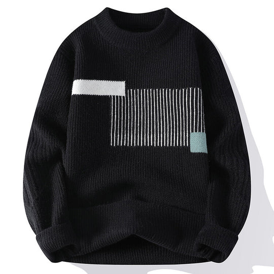 Damen moderner Strickpullover mit geometrischem Muster EB