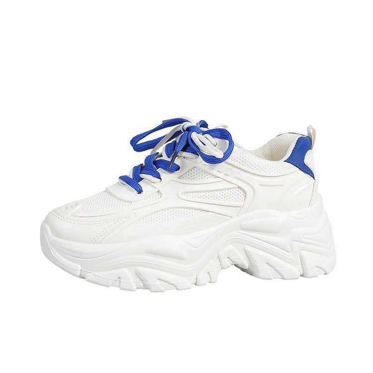 Damen modische Chunky Sneakers mit atmungsaktiver Mesh-Oberfläche und trendigem Schnürsenkeldesign EB