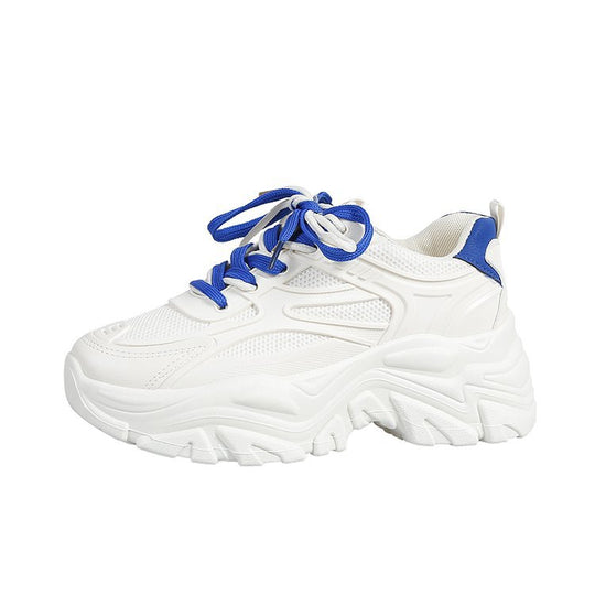 Damen modische Chunky Sneakers mit atmungsaktiver Mesh-Oberfläche und trendigem Schnürsenkeldesign EB