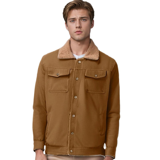 Herren robuste Canvasjacke mit Teddy-Kragen EB