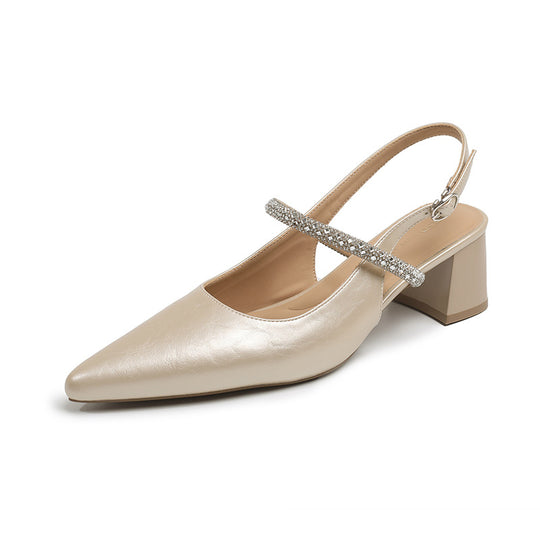 Damen Slingback-Pumps mit eleganter Strass-Applikation und komfortablem Blockabsatz EB