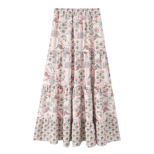 Damen Maxirock mit verspieltem Patchwork-Muster und voluminöser Silhouette EB
