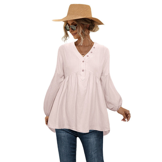 Damen Blusenshirt mit lässigem Schnitt und eleganten Knopfdetails EB