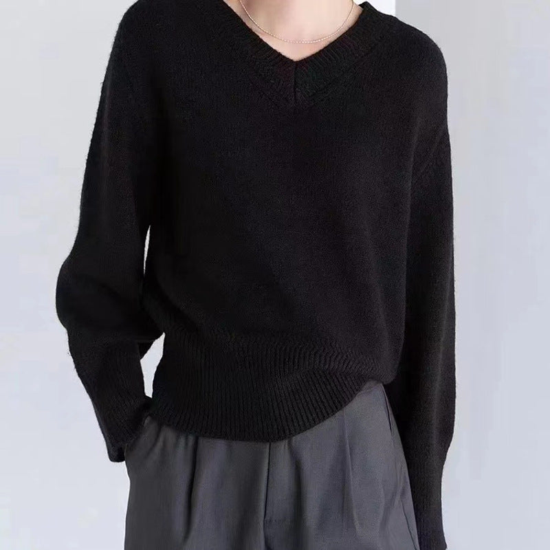 Damen V-Ausschnitt Pullover aus weichem Strick EB