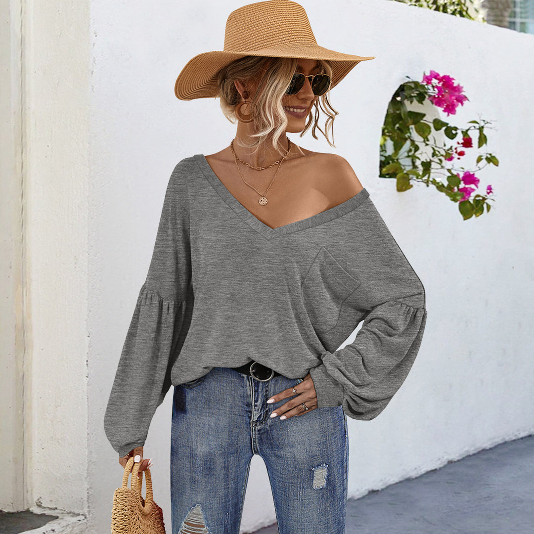 Damen Off-Shoulder Bluse mit voluminösen Ärmeln und modernem Schnitt EB