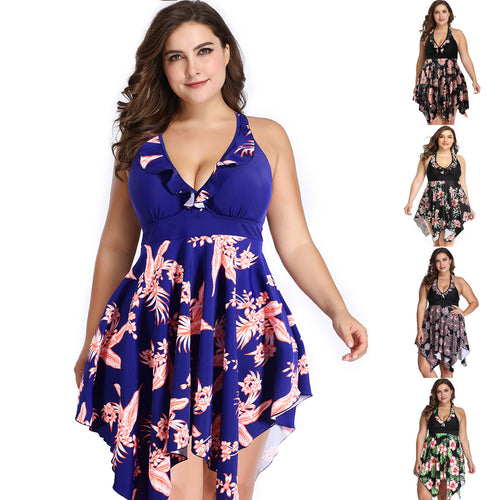 Damen Strandkleid mit floralem / luftigen Überwurf EB