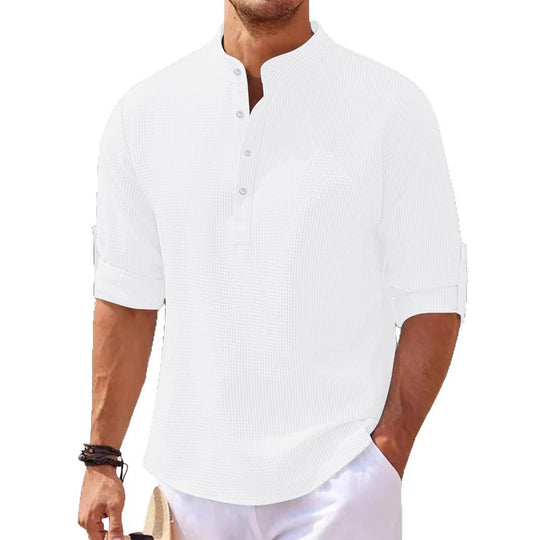 Herren lässiges Henley-Shirt mit strukturierter Oberfläche EB