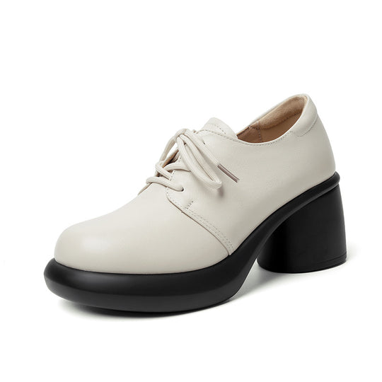 Damen Elegante Schnürschuhe mit hochgezogenem Blockabsatz und weichem Innenfutter EB