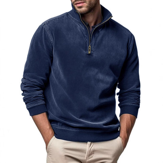 Herren sportlicher Pullover mit halbem Reißverschluss EB