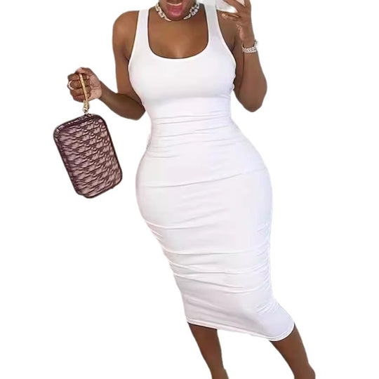 Damen Figuraffiniertes Midi-Kleid mit Raffungen EB