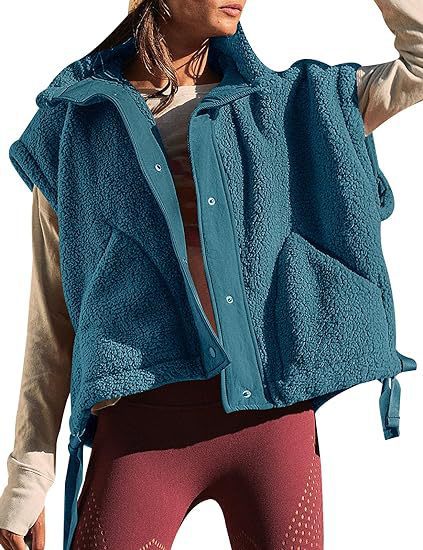 Damen kuschelige Weste aus Fleece mit praktischen Taschen und innovativem Design EB