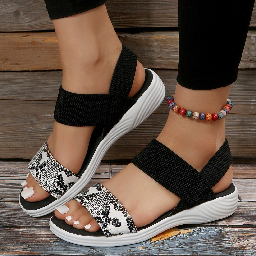 Damen Strick‑Sandalen mit elastischen Riemen und dämpfender Plateau‑Sohle EB