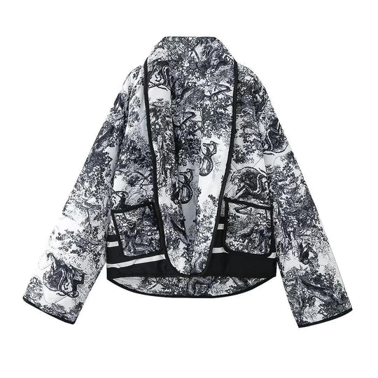 Damen Steppjacke mit modischem Muster und praktischen Taschen EB