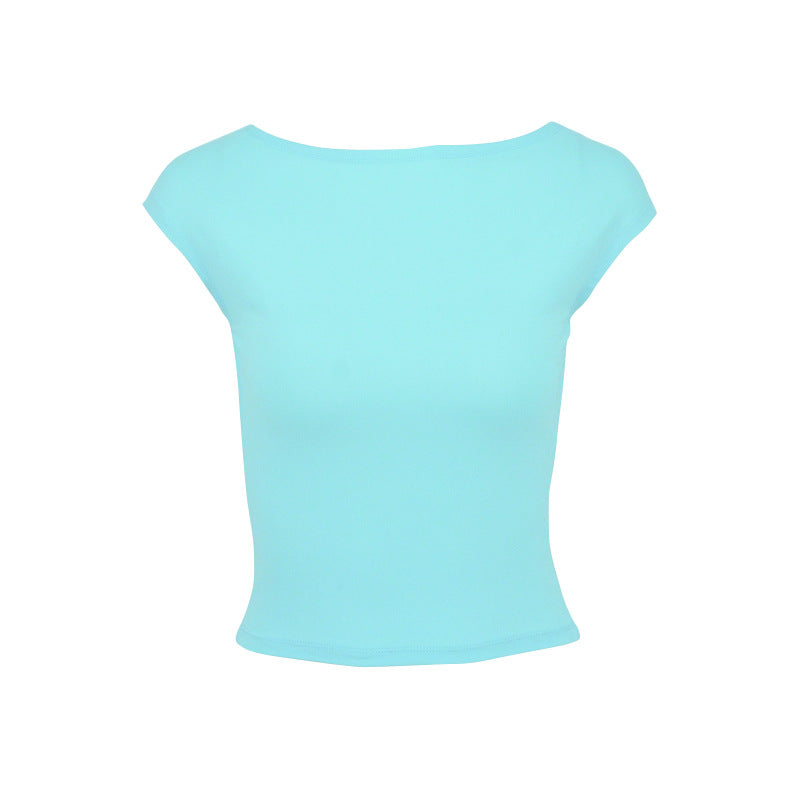 Damen Crop-Top mit weitem Ausschnitt und figurbetonter Passform EB