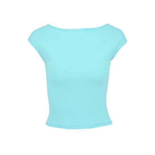 Damen Crop-Top mit weitem Ausschnitt und figurbetonter Passform EB
