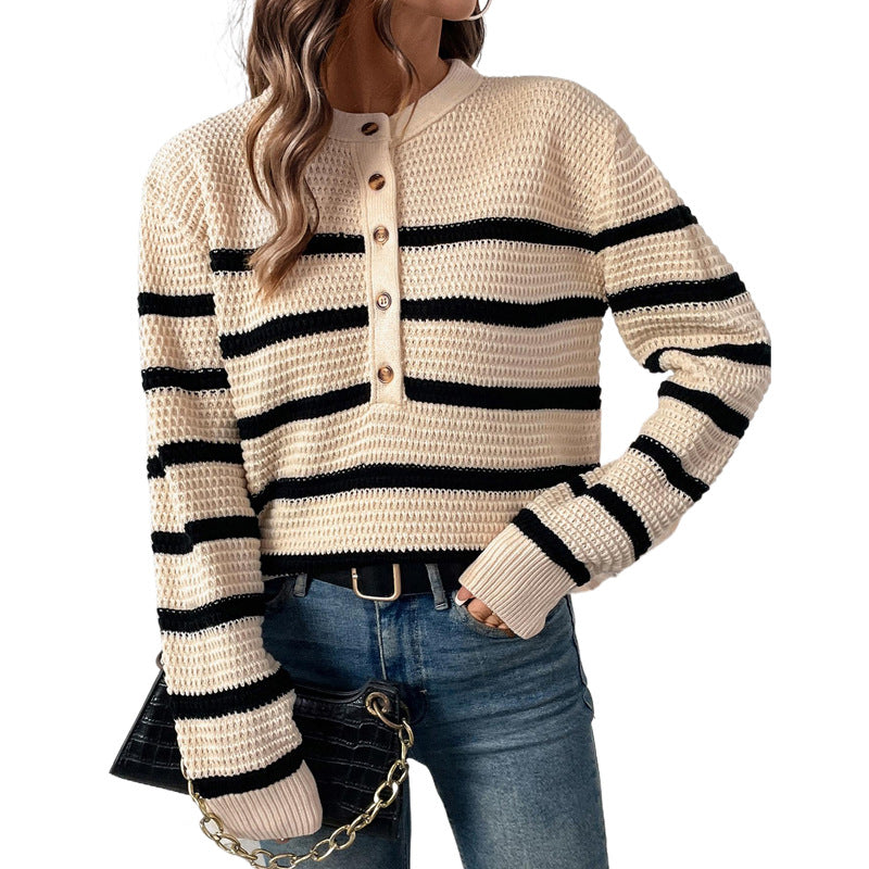 Damen Strickpullover mit Knopfleiste EB