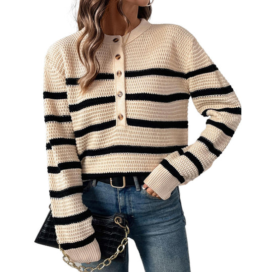 Damen Strickpullover mit Knopfleiste EB