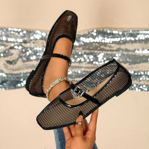 Damen Elegante und luftige Ballerinas mit Riemchen EB
