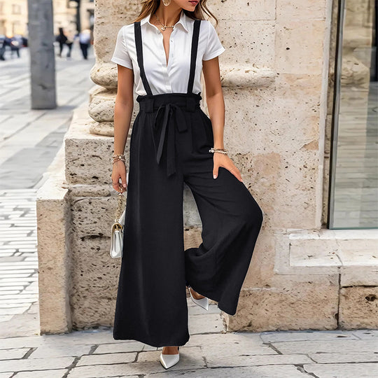Damen Culotte-Jumpsuit mit verstellbaren Trägern und elegantem Kordelzug EB