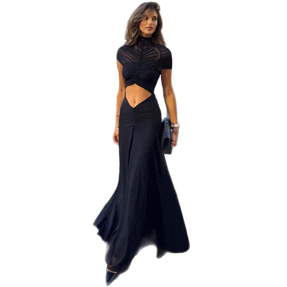 Damen elegantes Wickeloberteil mit taillierter Silhouette und fließendem Rock EB
