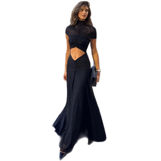 Damen elegantes Wickeloberteil mit taillierter Silhouette und fließendem Rock EB