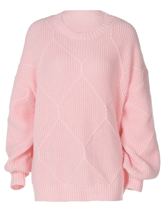 Damen Grobstrickpullover mit asymmetrischem Schnitt und weitem Bund EB