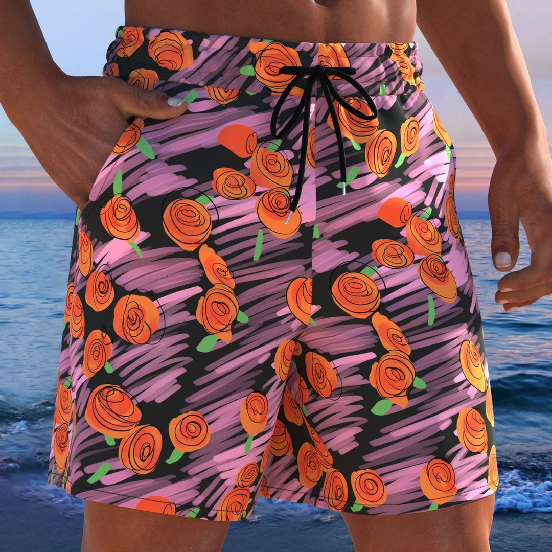 Herren Badeshorts mit modernem Streifen-Design und elastischem Bund EB