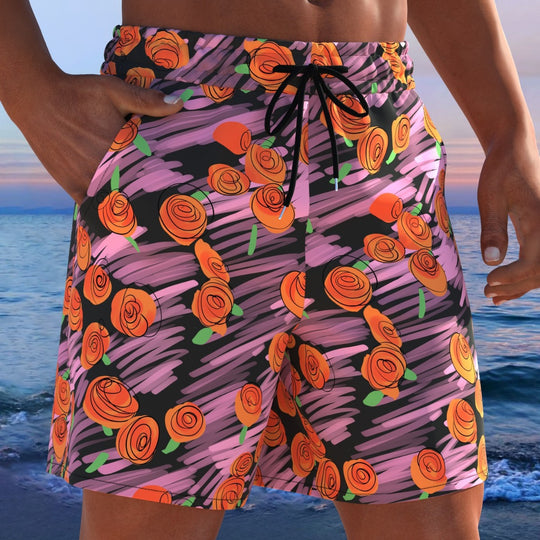 Herren Badeshorts mit modernem Streifen-Design und elastischem Bund EB