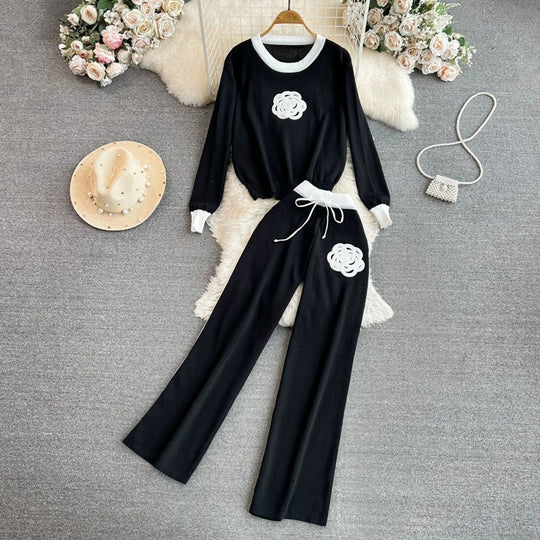 Damen elegantes und komfortables Freizeit-Set mit floralem Design EB