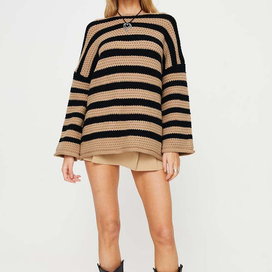 EB | Gestreifter Strickpullover Mit Sanften Farben