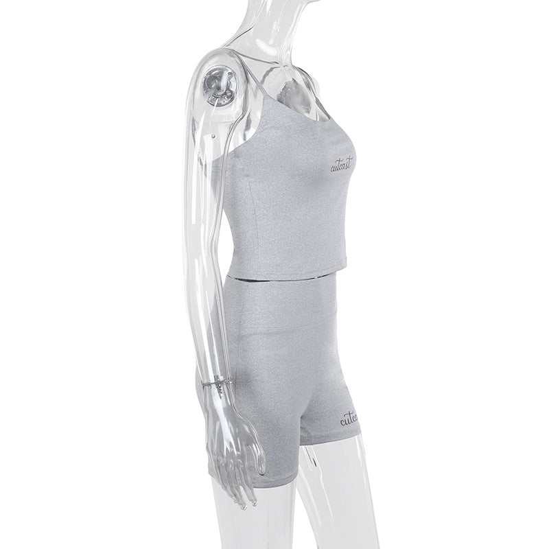 Damen sportliches Crop-Top und Shorts-Set EB