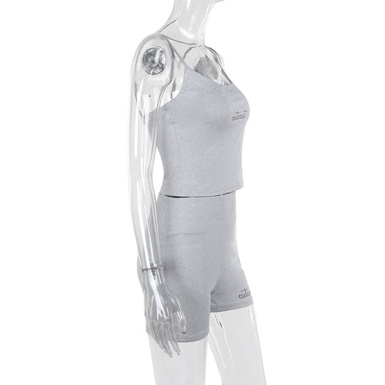 Damen sportliches Crop-Top und Shorts-Set EB