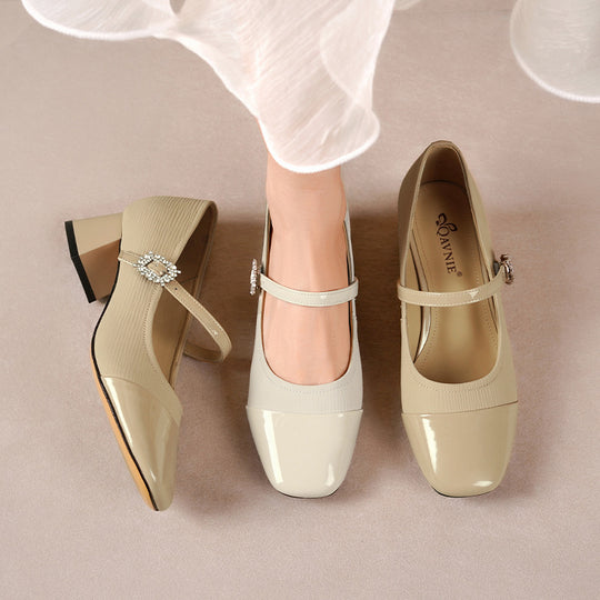 Damen Mary Jane Pumps mit eleganter Schnalle und komfortablem Blockabsatz EB