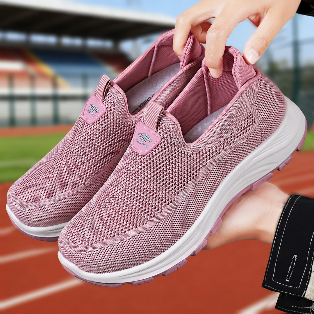Damen nan nahtloser Strick-Comfort Slip-On Sneaker mit elastischem Einstieg und stoßdämpfender EVA-Zwischensohle EB