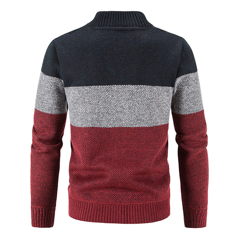 Herren Strickjacke mit modernem Zipper und karierter Innenausstattung EB