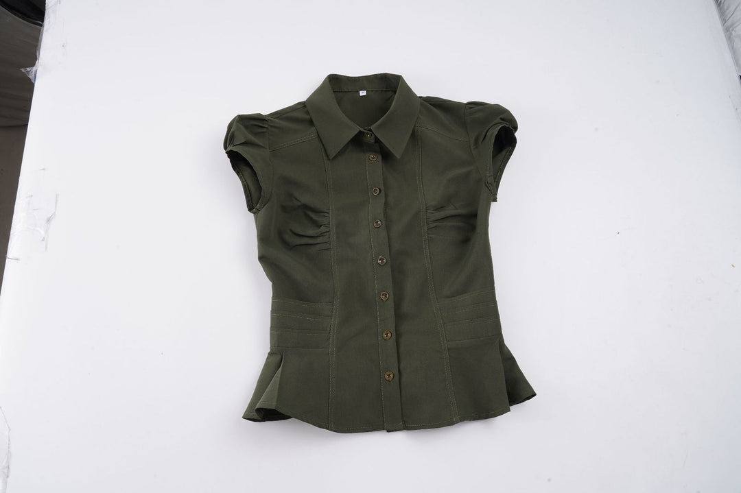 Damen elegante Bluse mit Puffärmeln und Taillierung EB