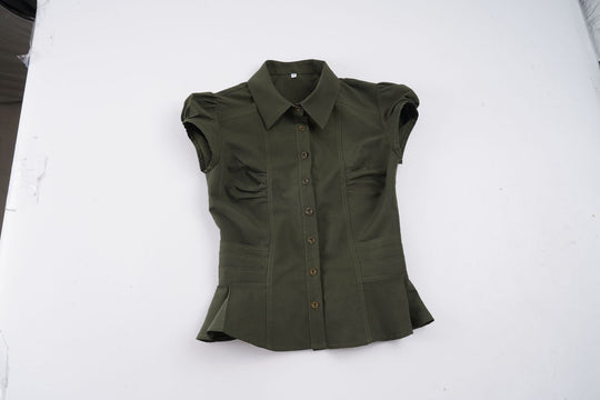 Damen elegante Bluse mit Puffärmeln und Taillierung EB