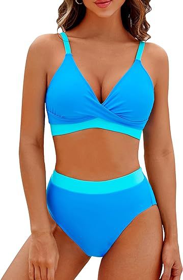 Damen Sportlicher hochtaillierter Bikini EB