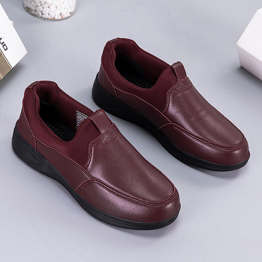 Damen Bequeme Leder Slip-On Sneakers EB