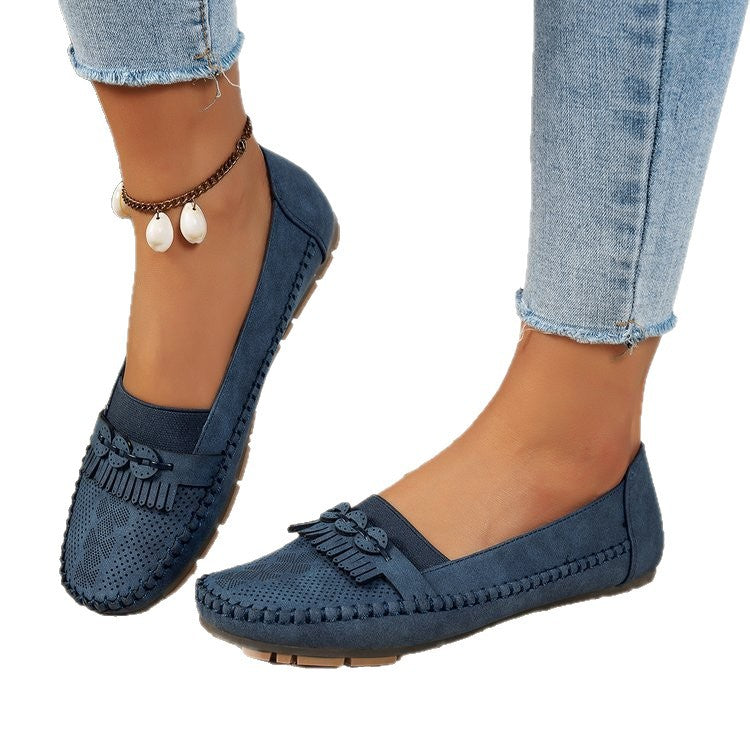 Damen Mokassins mit eleganter Fransen-Detailgestaltung und rutschfester Sohle EB