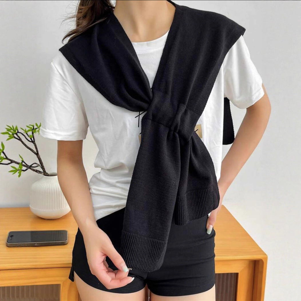 Damen modische Strickschal mit knoten Detail EB