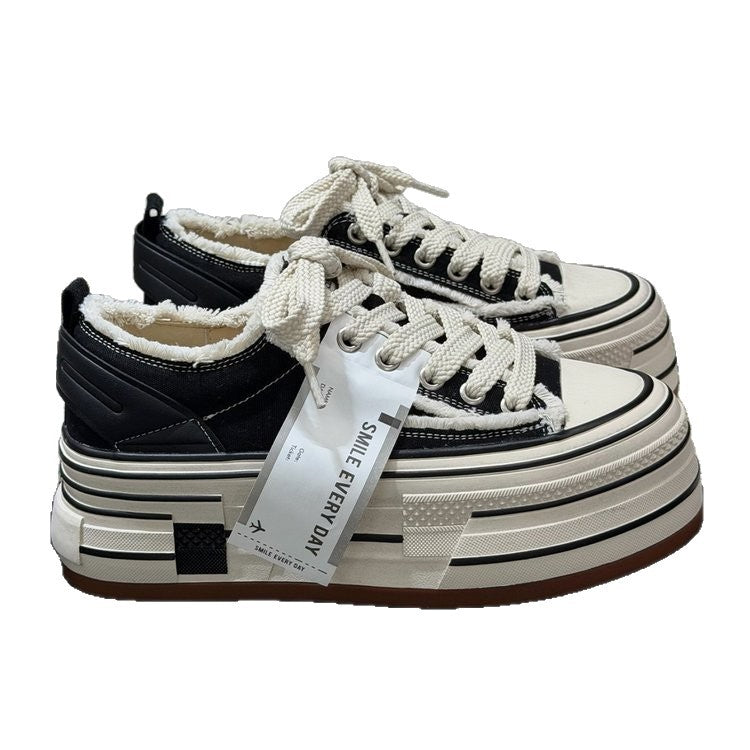 Damen Plateau Sneakers im Street-Style mit modernen Textil-Details EB