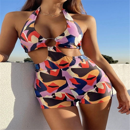 Damen Badeanzug mit hohem Beinausschnitt und raffiniertem Cut-Out EB