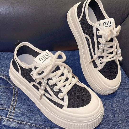 Damen Plateau Sneakers mit elegantem Design und atmungsaktiver Mesh-Oberfläche EB