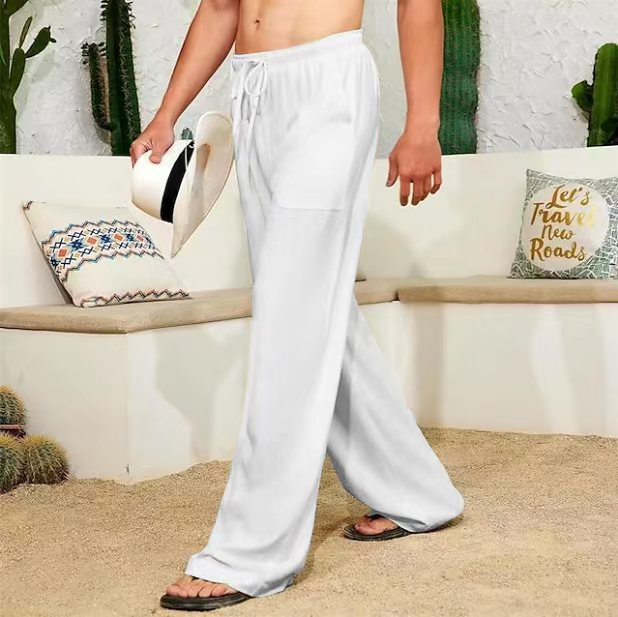 Herren nan weite Leinenhose mit Tunnelzug, aufgesetzten Seitentaschen und Relaxed-Fit Eichborn Berlin