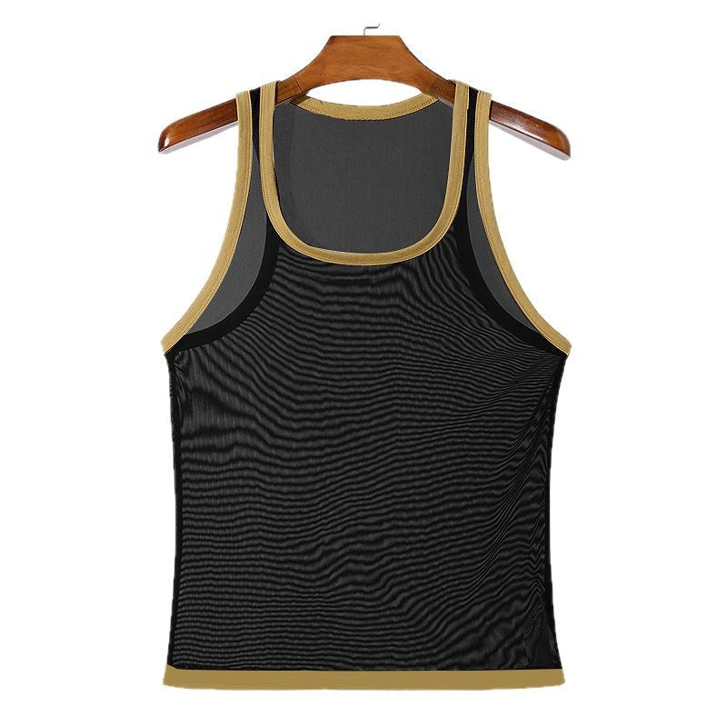 Herren nan Ringer-Top aus feinem Baumwoll-Elasthan mit Kontrastpaspel und schmaler Passform EB