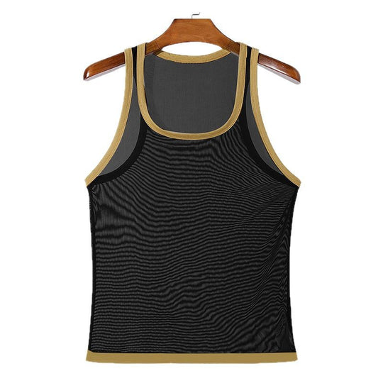 Herren nan Ringer-Top aus feinem Baumwoll-Elasthan mit Kontrastpaspel und schmaler Passform EB