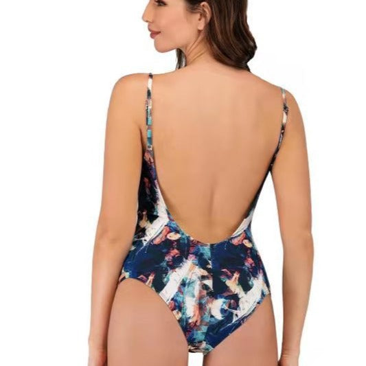 Damen Einteiler-Badeanzug mit floralem Kunstdesign EB