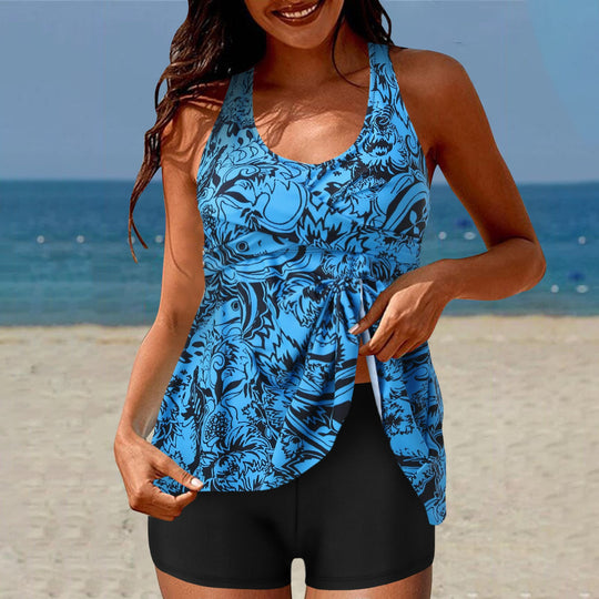Damen Sportliches Tankini-Set mit lässigem Rock und Shorts EB