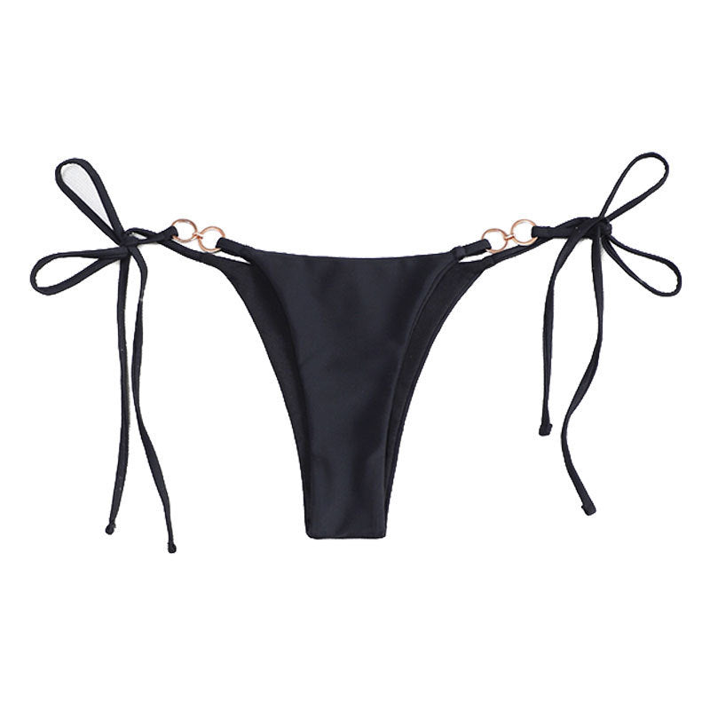 Damen Bikiniunterteil mit verstellbaren Bindebändern und elegantem Ringdetail EB